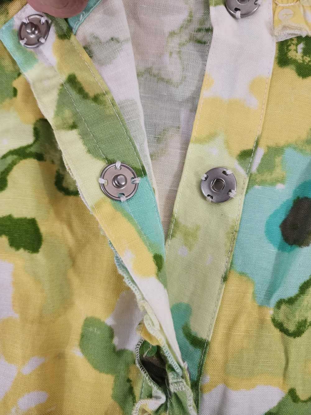 Ruby Rd. Yellow Green Floral Button-Front Blouse - Picture 6 of 7